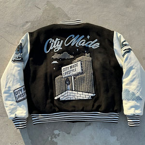 OEM Manufacturer Custom Chenille Embroidery Men College Baseball Bomber <b>Patchwork</b> Letterman Varsity <b>jacket</b> for men - Product Image 2