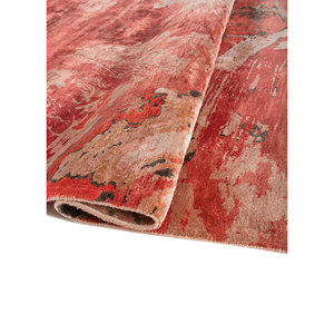 Alfombra de Bambú y Seda Kavi Free Verse, Diseño Abstracto Rojo Naranja, Tejida a Mano, para Decoración de Dormitorio y Sala de Estar, EPB-463 - Product Image 2