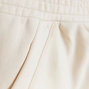 Custom Embroidered Logo 42% Cotton 58% Polyester Side <b>Slip</b> Pockets Elasticated Waist Ecru Regular Fit Jersey <b>Shorts</b> - Product Image 5