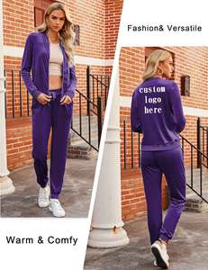 Ensemble deux pièces pour femmes Combinaison et pantalon à fermeture éclair Jogging Survêtement en velours 2023 Meilleure vente Offre Spéciale Survêtements pour femmes - Product Image 5