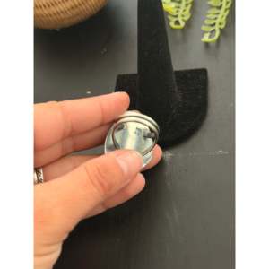 Walker Vandever Handmade <b>Boho</b> <b>Ring</b> Black Jack Turquoise & Sterling <b>Silver</b> with Bezel Setting Size 8.75 for Everyday Wear Gifts - Product Image 5