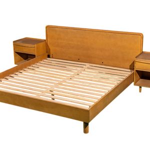 Cama de madera de diseño Tessa King Midcentury Color roble natural - Product Image 1