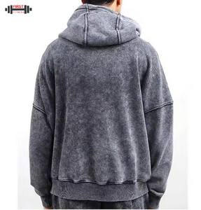 Chándal de lavado ácido con capucha de invierno para hombre, traje deportivo elegante de manga larga, forro polar de algodón 100%, ajuste cómodo - Product Image 5