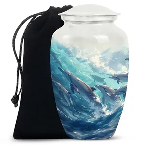 Urne funéraire pour cendres de dauphins, vague océanique, monument commémoratif pour adultes - Product Image 3