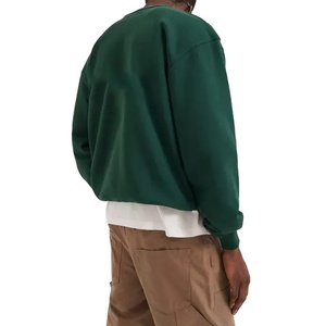 Sudaderas con capucha con parches desgastados Terry de algodón verde oscuro, Sudadera de cuello redondo para hombre, sudadera recortada, sudaderas con capucha boxy fit - Product Image 3