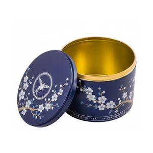 Caja de Té de Metal Personalizada de Primera Calidad, Forma Cilíndrica Vacía, Acabado Mate con Relieve, Impresión de Logotipo Personalizado, Envase de Alimentos - Product Image 1