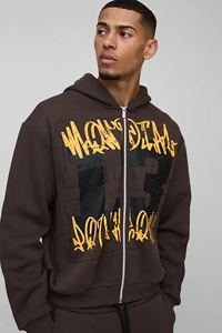 Ensemble de survêtement décontracté pour homme, style streetwear, hiver, surdimensionné, respirant, en tricot, avec cordon de serrage, sweat-shirt et jogging, logo personnalisé, imprimé urbain - Product Image 3