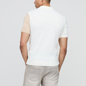 Cremallera de hombre hecha a medida para Polo 100% algodón piqué tela Slim Fit manga corta Color bloque bordado Logo tejido - Product Image 3