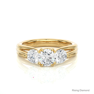 0,66 Ct Cut Lab Grown Diamond Anillo de compromiso Tres piedras 14K Oro blanco CVD Estilo bohemio IGI Certificado Regalo de aniversario para - Product Image 5