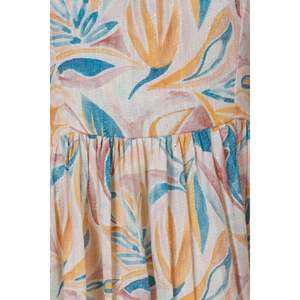 Vestido Midi Floral de Algodón y Yute para Mujer, Estilo Boho Casual y Elegante, Decoración con Recortes, Cintura Elástica, Talla XS-XL - Product Image 4