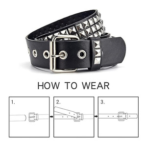 Ceinture en cuir cloutée en gros, taille personnalisée, style vintage, ceinture en cuir de vache respirante cloutée, ceintures en cuir cloutées robustes - Product Image 5