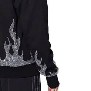 Sudadera con Capucha Personalizada con Logotipo de Pedrería, Diseño Gráfico Brillante, Sudadera con Cremallera Completa, Ropa Urbana, Hip Hop, Diseño de Cristal Ácido - Product Image 4