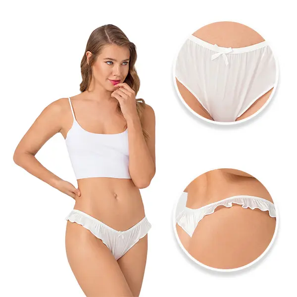 High Quality Frilly Satin Women Thong CH0127 Woman Sexy Lingerie Manufacturer OEM ODM
