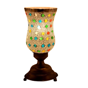 Handmade <b>Vintage</b> Moroccan Style Lamp Cone-Shaped Mosaic <b>Glass</b> with Lantern for Diwali Decor Bedside Table Light for Bedroom - Product Image 5
