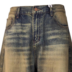 Jeans de Mezclilla Anchos para Hombre, Lavado a la Piedra, Cintura Alta, Corte Holgado, Algodón, Estilo Casual para Otoño - Product Image 2