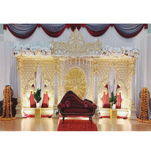 Grand décor de scène Srilankan avec cadres à thème éléphant Cadres d'éléphant de scène de mariage indien Décor de scène de mariage indien du sud - Product Image 1