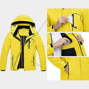 Chaqueta rígida a prueba de lluvia de calidad Unisex, chaqueta impermeable para exteriores con capucha, estilo informal suelto, ropa de senderismo de alto rendimiento - Product Image 5