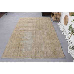 Tapis Turc Vintage Moderne Beige Bleu 5.4X7.4 pieds Classique Grand Rectangle Forme Laine Peluche Pile Latex pour Entrée Patchwork - Product Image 1