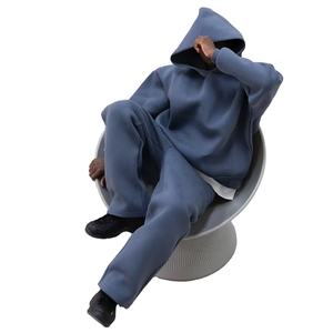 Ensemble de survêtement unisexe personnalisé en coton respirant bleu, coupe oversize, 500 g/m², avec sweat à capuche et pantalon de jogging pour homme - Product Image 4