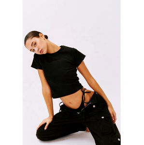 100% algodón lavado Oversize ácido lavado recortado camisetas para mujeres Tops cortos de alta calidad para mujeres - Product Image 6