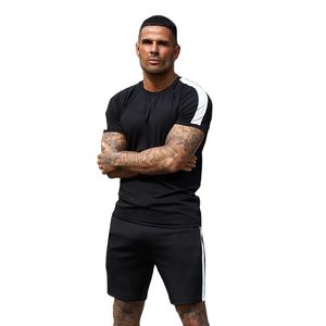 Camiseta de Jersey Hip Hop para Hombre, Talla Grande, 100% Algodón, Diseño en Blanco, Cuello Redondo, Holgada, Larga, 220 g/m², Panel de Contraste Sólido - Product Image 1