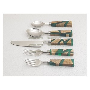 Trendy Designer Stainless Steel Flatware <b>Set</b> with Colorful Resin <b>Marble</b> Handles & Elegant Dining Utensils Premium Cutlery <b>Set</b> - Product Image 5