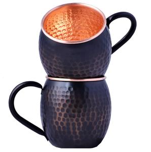Luxury Black Honeycomb Texture <b>Copper</b> <b>Mug</b> Set With Matte Finish For Modern Bar Use - Product Image 5