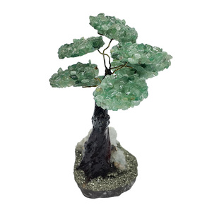 Bonsaï luxueux en cristal de quartz vert, tronc sculpté artisanal, base en pyrite, arbre en pierre naturelle de forme libre, Chakra du Cœur - Product Image 2