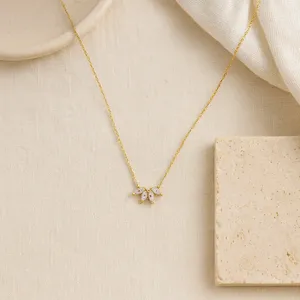 Collier en zircon et diamant de forme marquise, chaîne à maillons classique, pour mariage, fiançailles, anniversaire, fête, cadeau - Product Image 6