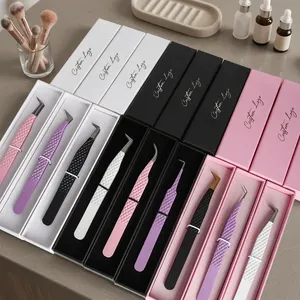 MORGANS INDUSTRIES – Ensemble de pinces à cils de précision en acier inoxydable, prise en main fine et parfaite, durables, couleur rose, pointe lisse, 10 pièces - Product Image 2