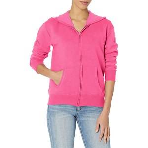 Nouveau Style femmes rose sweat à capuche fermeture éclair chaud à manches longues avec poches à capuche polyester fermeture éclair à capuche - Product Image 2
