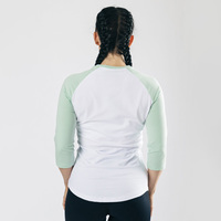 T-shirt slim pour femme à manches 3/4 raglan, en coton personnalisé, col rond, motif patchwork, tissu en maille, avec empiècements décoratifs