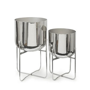 Modern Metal <b>Planters</b> with Stands Set of Three <b>Gold</b> Silver and White Pots for Indoor Plants Home and Office Decoration - Product Image 4