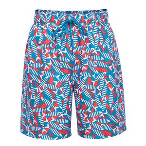 Bañador de rayas verticales multicolor para hombre con cordón en la cintura-Pantalones cortos de baño elegantes con detalle de bolsillo - Product Image 1