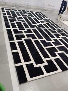 พรมแอ็บสแตรกต์ผ้าฝ้ายงานแฮนด์เมดคุณภาพสูงดีไซน์แบบห่วงตัดเป็นมิตรกับสิ่งแวดล้อมสำหรับห้องนั่งเล่น - Product Image 3