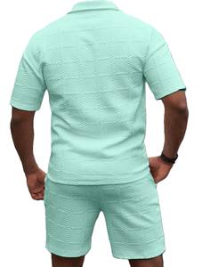 OEM Factory Custom <b>Mens</b> <b>Short</b> Sleeve Set Casual Sportswear Trending Fashion Solid Color 5 Colors Wholesale Polo and <b>Shorts</b> Set - Product Image 5