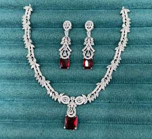Recién llegado, conjunto de collar brillante de diamantes americanos con pendientes a juego, joyería India para mujeres para todas las funciones y fiestas - Product Image 5