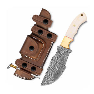 มีดทำมือเหล็กดามัสกัส สำหรับเดินป่า ตั้งแคมป์ และทำกิจกรรมกลางแจ้ง ด้ามไม้ - Product Image 2