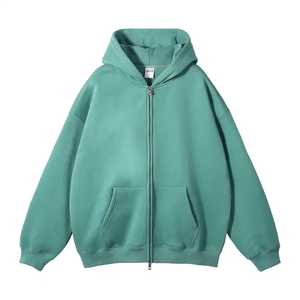 Qualité luxe personnalisé, sweat à capuche à double fermeture éclair, sweat à capuche en polaire à épaules tombantes, sweats à capuche lourds à double fermeture éclair pour hommes - Product Image 4