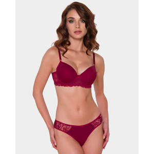 Conjunto de sujetador con aros y relleno de microfibra de copa completa y talle medio 550, cómodo para mujer, con logo impreso disponible, y bragas de bikini de varios estilos. - Product Image 5