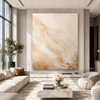 Peinture à l'huile abstraite texturée alabastroïde sur toile, crème sable monochrome impasto, taille personnalisée, provenant d'un fabricant d'art en gros