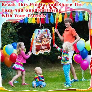 ब्लाइंडफोल्ड बैटन और कंफेटी थप्पड़ कंगन स्टिकर कीचेन क्लोन पिनाटस को सर्कस थीम जन्मदिन पार्टी की सजावट के लिए सेट - Product Image 6