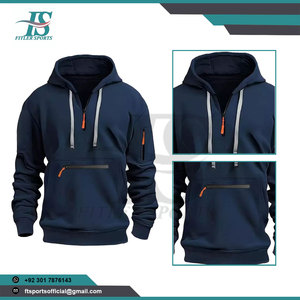 Sweat-shirt à capuche décontracté pour homme, personnalisé OEM ODM, multi-poches, fermeture éclair, veste de sport décontractée, veste décontractée, sweat-shirt en gros - Product Image 2