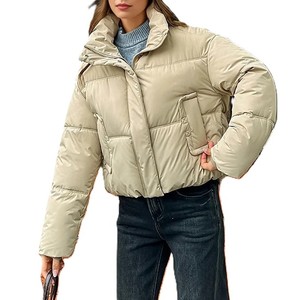 Veste pour femmes à col montant personnalisée Veste matelassée tendance Veste d'hiver coupe-vent Veste matelassée élégante à fermeture éclair Vente en gros - Product Image 1