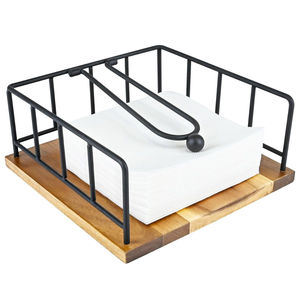 Dispensador de Servilletas Cuadrado para Mesa de Hogar, Porta Servilletas de Metal Negro de Primera Calidad para Cocina, Restaurante y Uso en Exteriores - Product Image 1