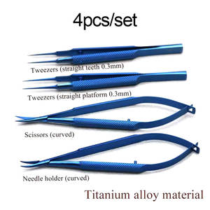 Juego de Microcirugía Oftálmica de Titanio Azul Superior, Portaagujas Manual, Tijeras y Pinzas, Herramienta para Cirugía de Cataratas - Product Image 2