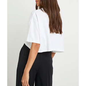 Camisetas de algodón 100% de calidad superior para mujer, fabricante de camisetas de marca privada con cuello redondo - Product Image 2