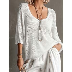 Pull en soie respirant à maille ouverte pour femme, style décontracté d'été, avec imprimé dessin animé - Product Image 4