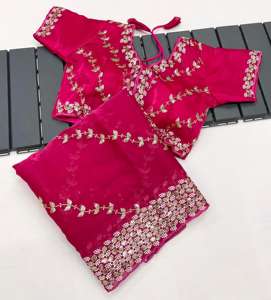 ชุดส่าหรีผ้าไหมสำหรับผู้หญิงดีไซน์เนอร์สไตล์ปากีสถานประดับเลื่อมงานขอบและงานขอบสำหรับงานแต่งงานและงานปาร์ตี้สำหรับผู้ใหญ่ - Product Image 4