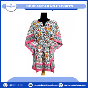 Kaftan de luxe grande taille à manches courtes, coupe droite, décontracté, éco-responsable, taille naturelle, 100 % coton, ODM - Product Image 6